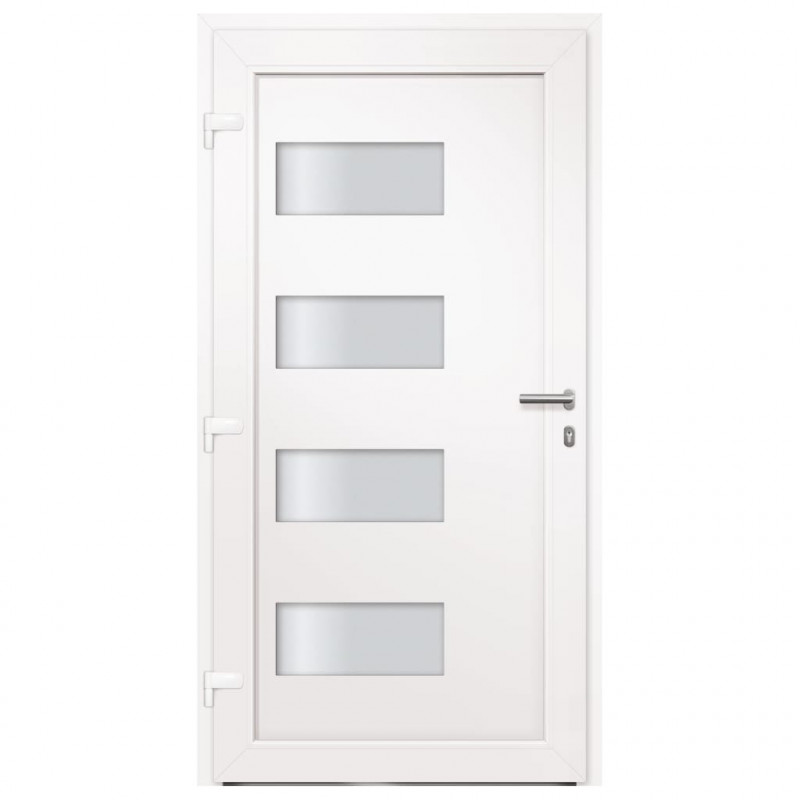 Drzwi frontowe, aluminium i PVC, białe, 110x210 cm