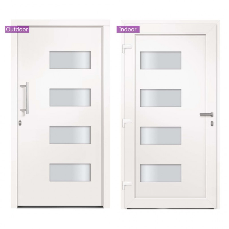 Drzwi frontowe, aluminium i PVC, białe, 110x210 cm