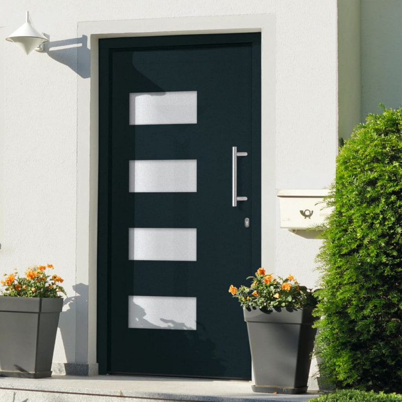 Drzwi frontowe, aluminium i PVC, antracytowe, 100x200 cm