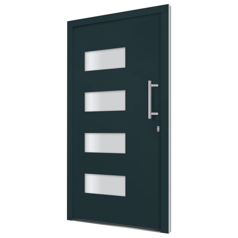 Drzwi frontowe, aluminium i PVC, antracytowe, 100x200 cm