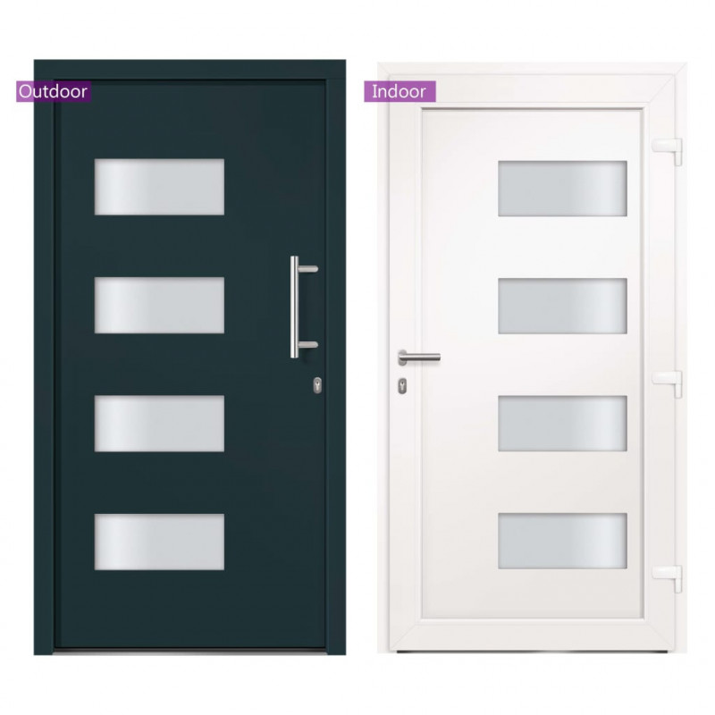 Drzwi frontowe, aluminium i PVC, antracytowe, 100x200 cm