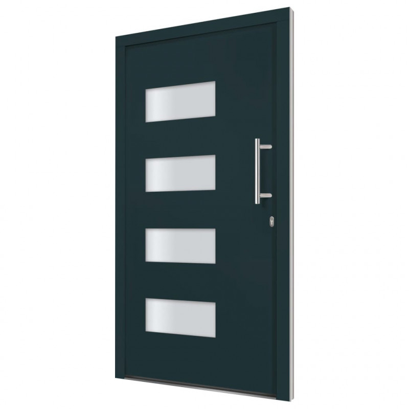 Drzwi frontowe, aluminium i PVC, antracytowe, 100x210 cm