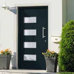 Drzwi frontowe, aluminium i PVC, antracytowe, 110x210 cm