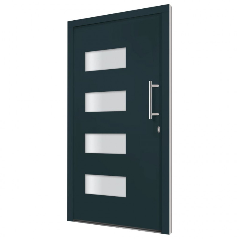 Drzwi frontowe, aluminium i PVC, antracytowe, 110x210 cm