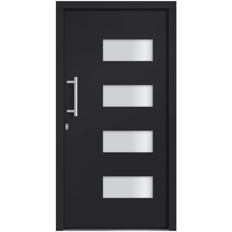 Drzwi frontowe, aluminium i PVC, antracytowe, 110x210 cm