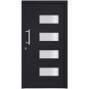 Drzwi frontowe, aluminium i PVC, antracytowe, 110x210 cm