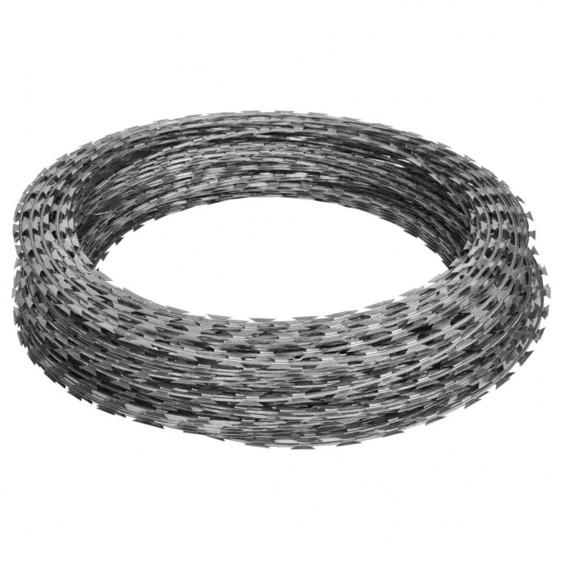 Drut kolczasty, spiralny, 2 szt., galwanizowana stal, 60 m