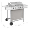 Grill gazowy z 6 palnikami, srebrny