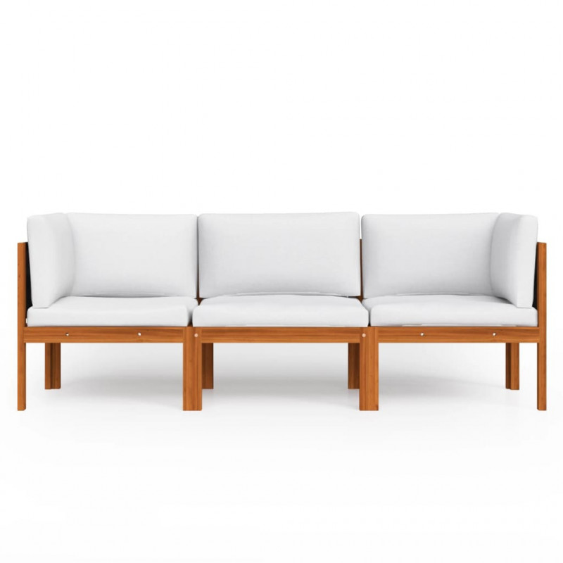 3-osobowa sofa ogrodowa z poduszką, drewno akacjowe i lina