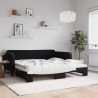 Sofa rozsuwana, czarna, 100x200 cm, aksamit