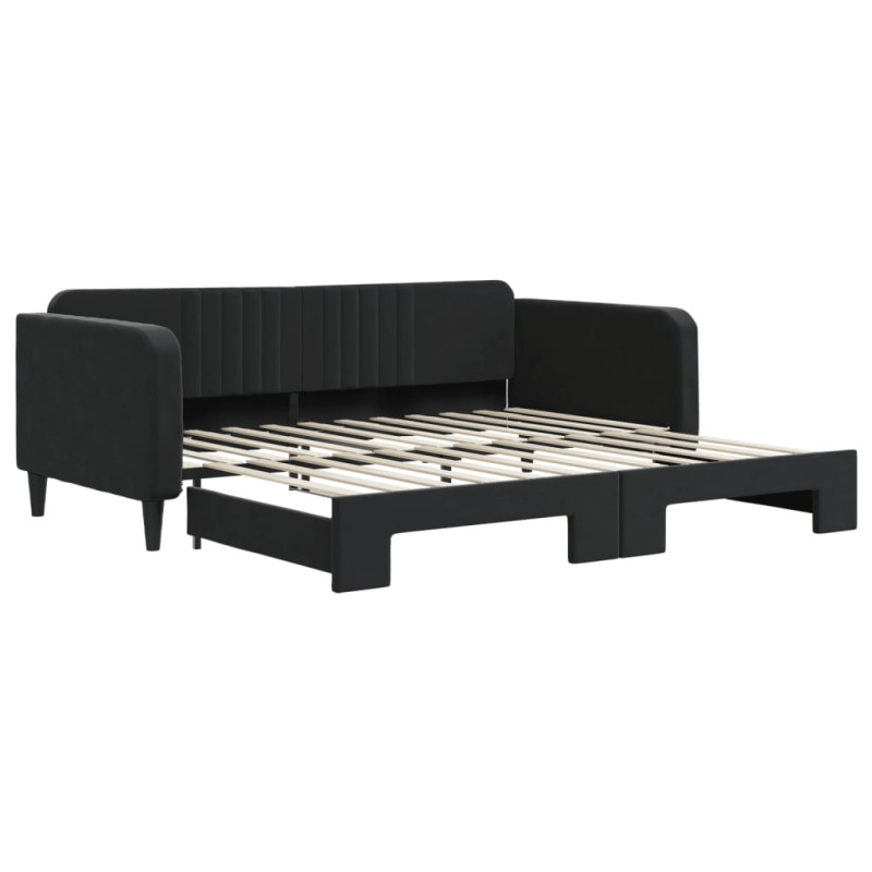 Sofa rozsuwana, czarna, 100x200 cm, aksamit