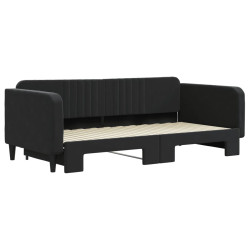 Sofa rozsuwana, czarna, 100x200 cm, aksamit