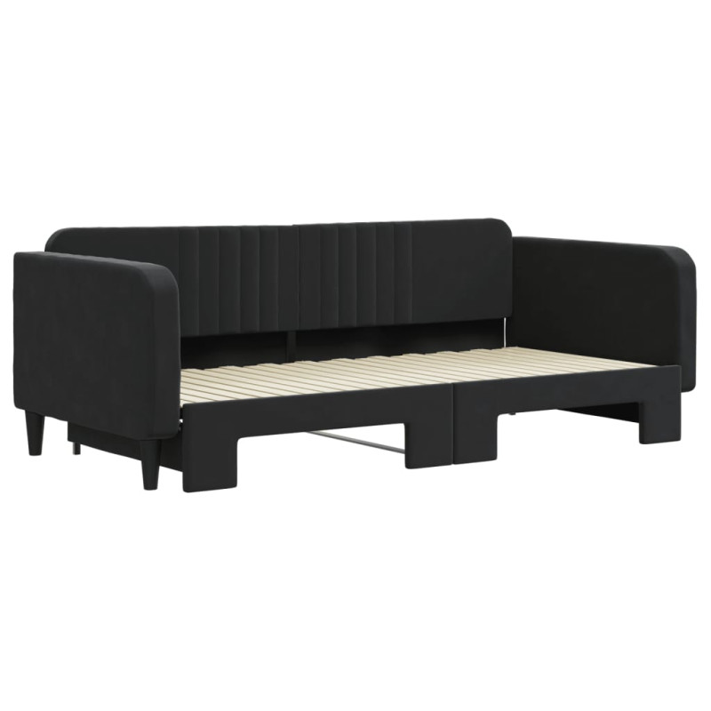Sofa rozsuwana, czarna, 100x200 cm, aksamit