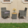 3-częściowy zestaw mebli bistro, rattan PE i akacja, szary