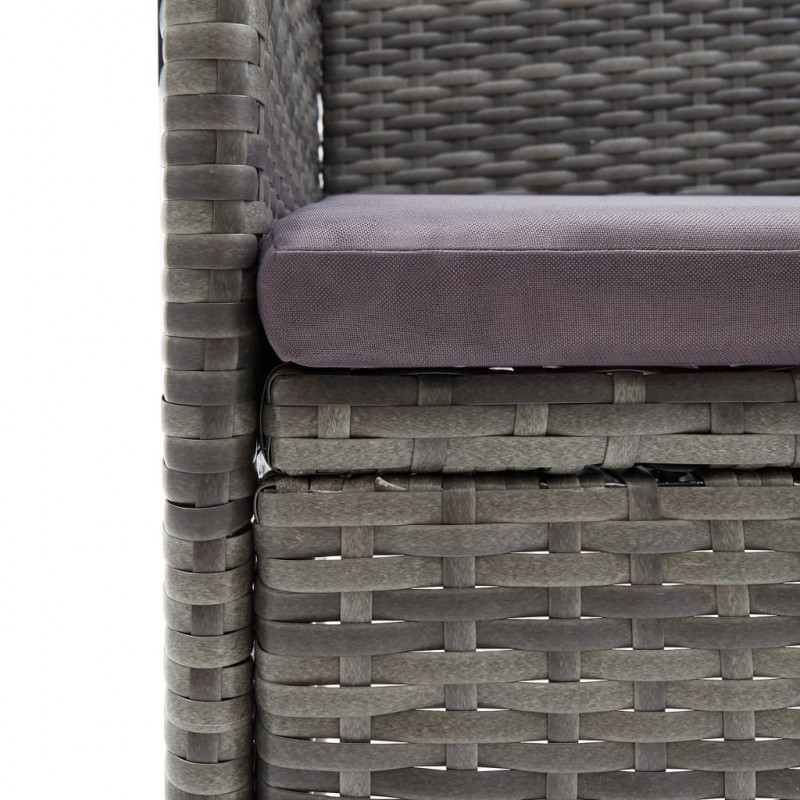 3-częściowy zestaw mebli bistro, rattan PE i akacja, szary