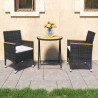 3-cz. zestaw mebli bistro, rattan PE i drewno akacjowe, czarny