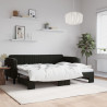 Sofa rozsuwana, czarna, 80x200 cm, aksamit