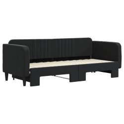 Sofa rozsuwana, czarna, 80x200 cm, aksamit