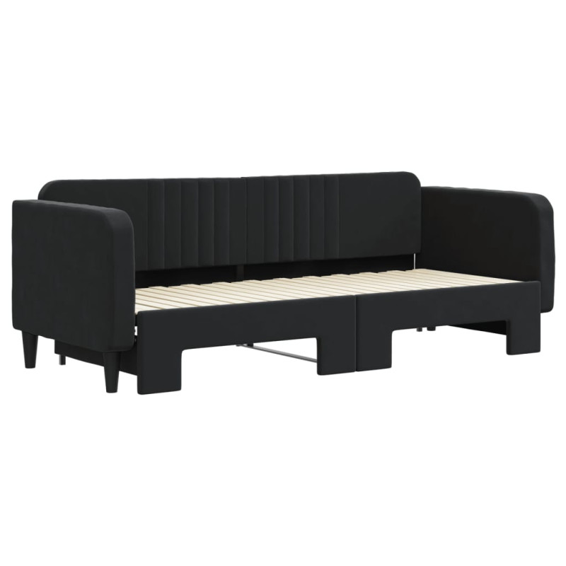 Sofa rozsuwana, czarna, 80x200 cm, aksamit