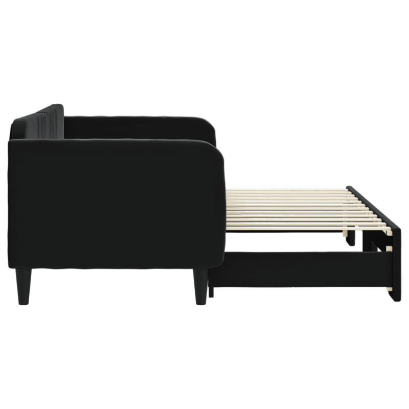 Sofa rozsuwana, czarna, 80x200 cm, aksamit