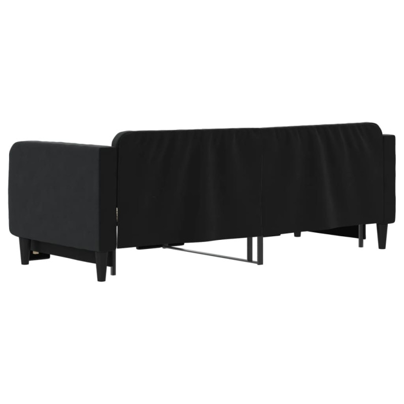 Sofa rozsuwana, czarna, 80x200 cm, aksamit