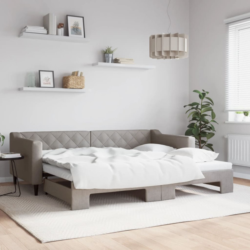 Sofa rozsuwana, kolor taupe, 90x200 cm, tkanina