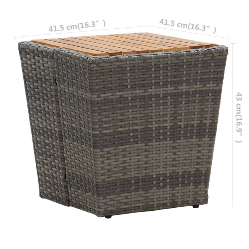 3-częściowy zestaw ogrodowy bistro, rattan PE i akacja, szary