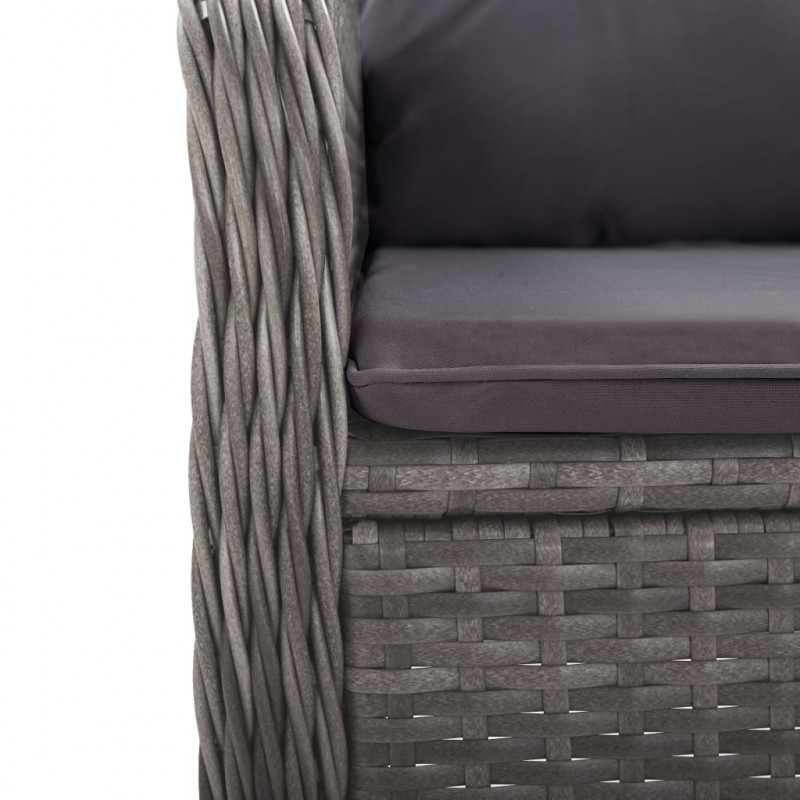 3-częściowy zestaw ogrodowy bistro, rattan PE i szkło, szary