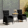 3-cz. zestaw mebli bistro, rattan PE i drewno akacjowe, czarny