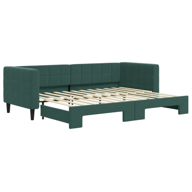 Sofa rozsuwana, ciemnozielona, 80x200 cm, aksamit