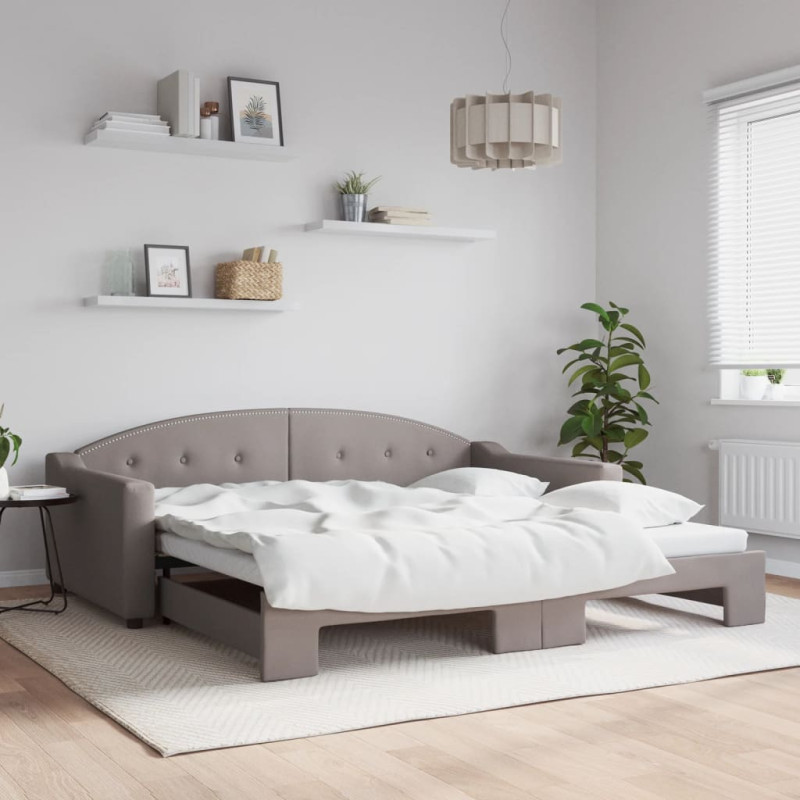Sofa rozsuwana, kolor taupe, 100x200 cm, tkanina