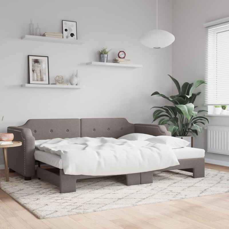 Sofa rozsuwana, kolor taupe, 100x200 cm, tkanina