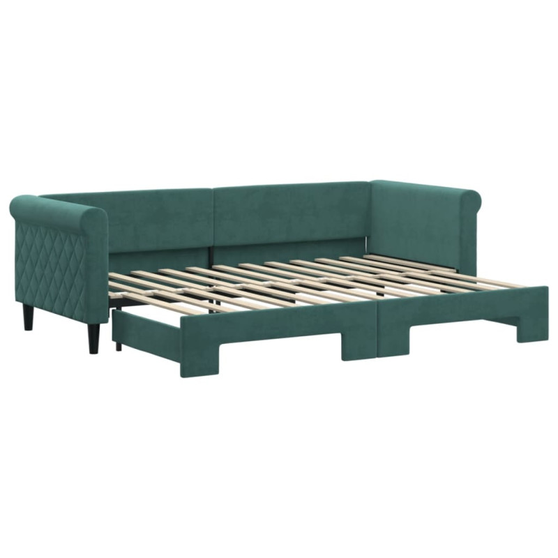 Sofa rozsuwana, ciemnozielona, 80x200 cm, aksamit