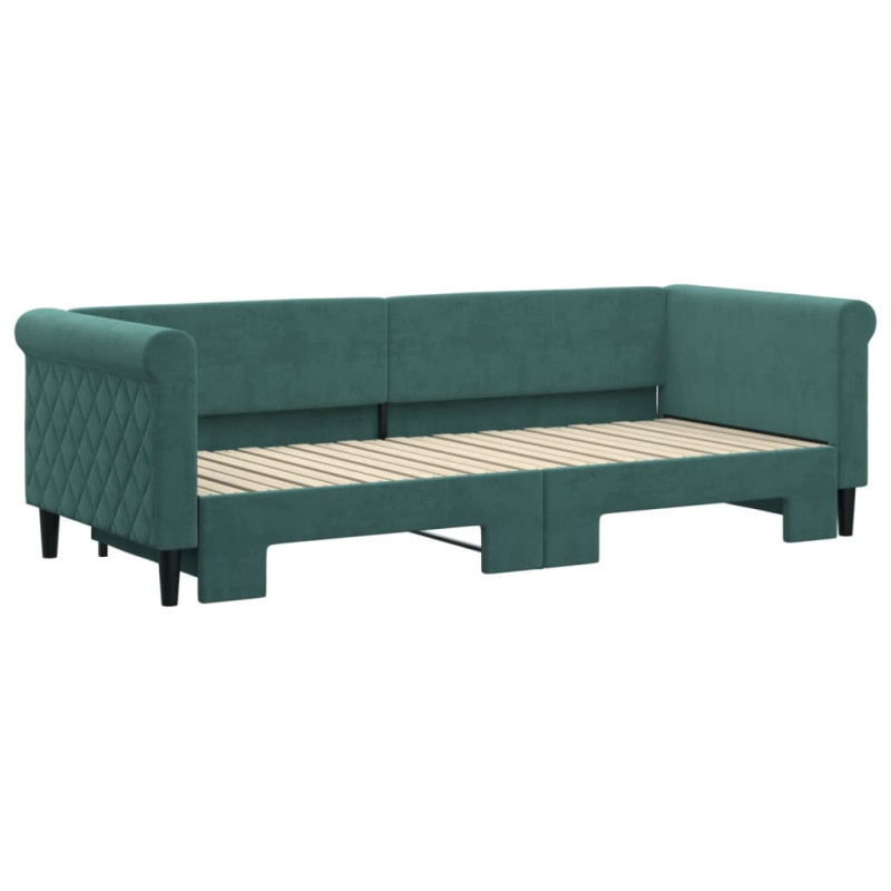 Sofa rozsuwana, ciemnozielona, 80x200 cm, aksamit