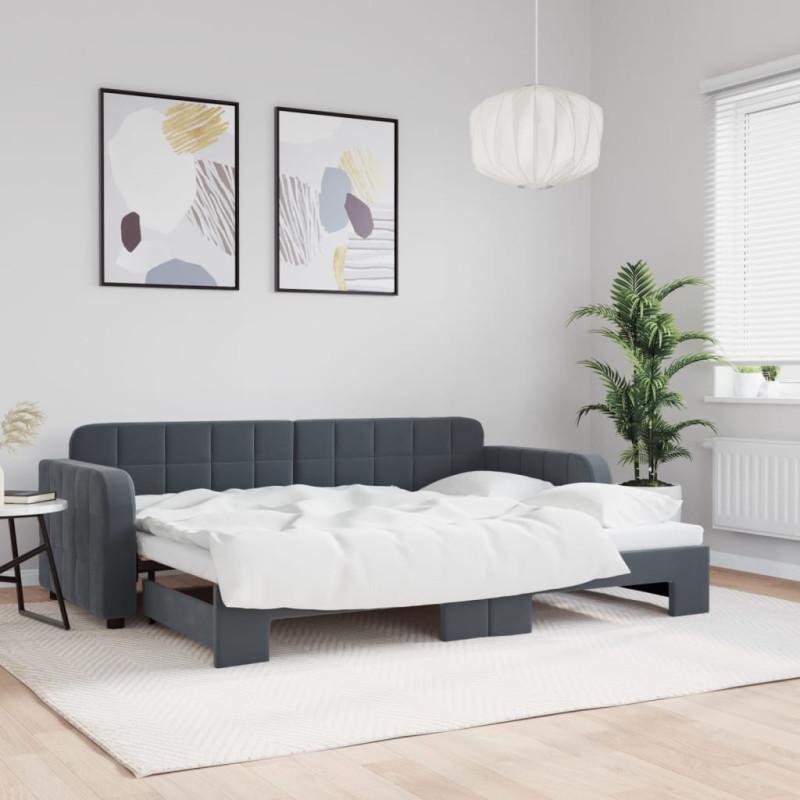 Sofa rozsuwana, ciemnozielona, 80x200 cm, aksamit