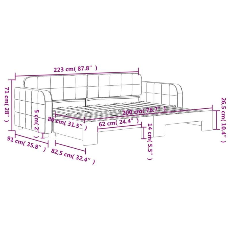 Sofa rozsuwana, ciemnozielona, 80x200 cm, aksamit