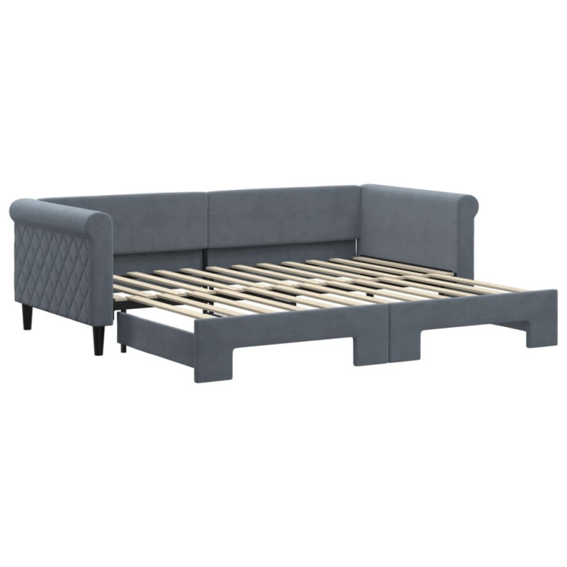 Sofa rozsuwana, ciemnoszara, 90x200 cm, aksamit