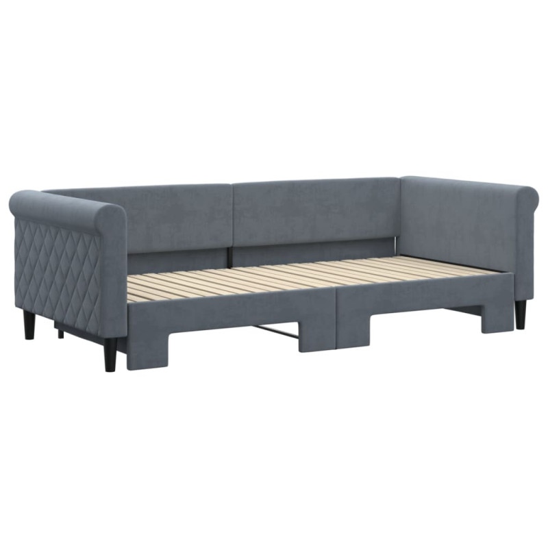 Sofa rozsuwana, ciemnoszara, 90x200 cm, aksamit