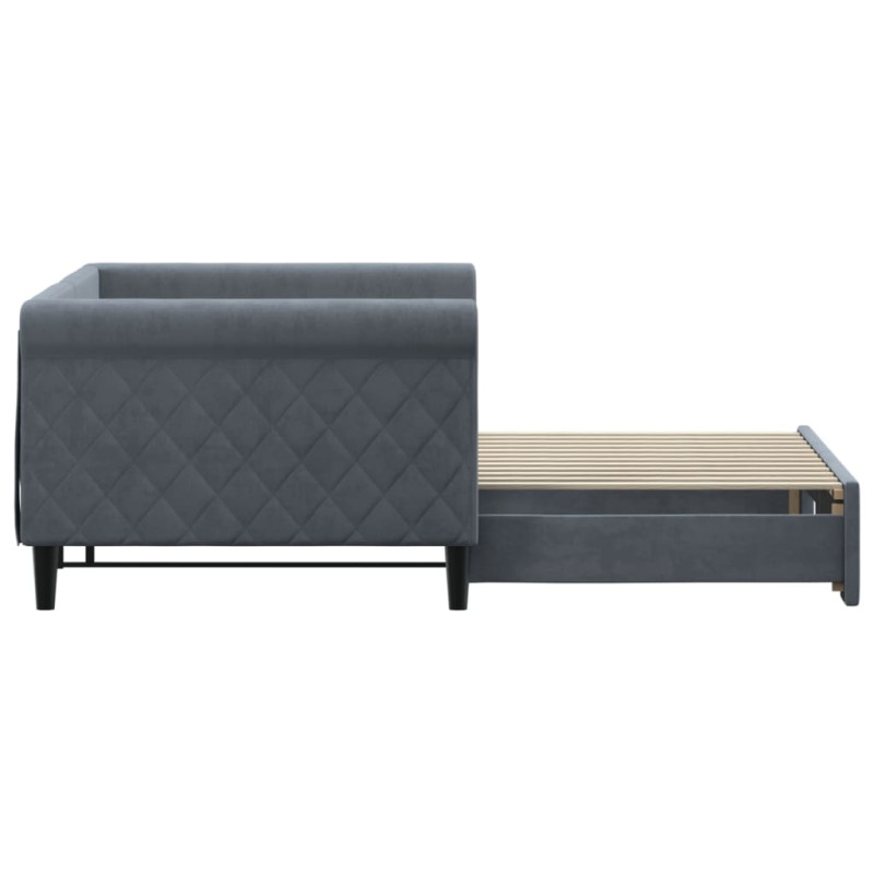 Sofa rozsuwana, ciemnoszara, 90x200 cm, aksamit