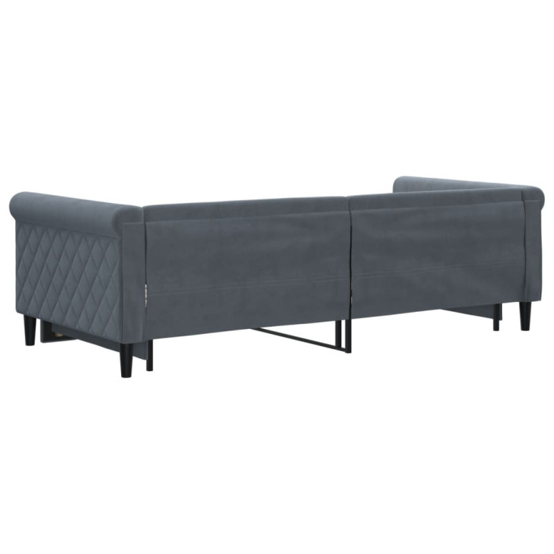 Sofa rozsuwana, ciemnoszara, 90x200 cm, aksamit