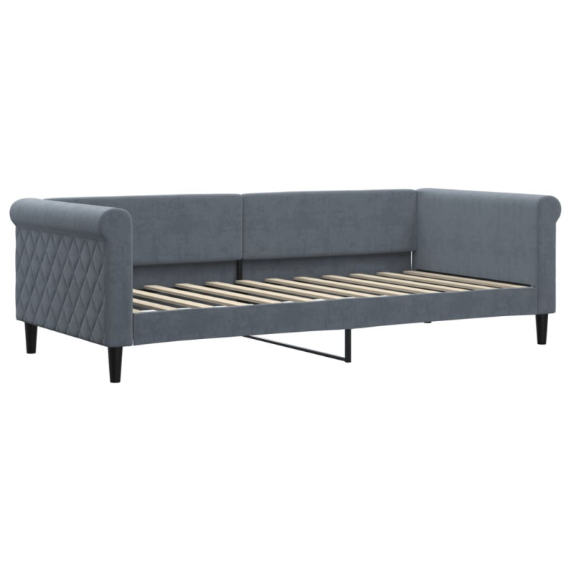 Sofa rozsuwana, ciemnoszara, 90x200 cm, aksamit