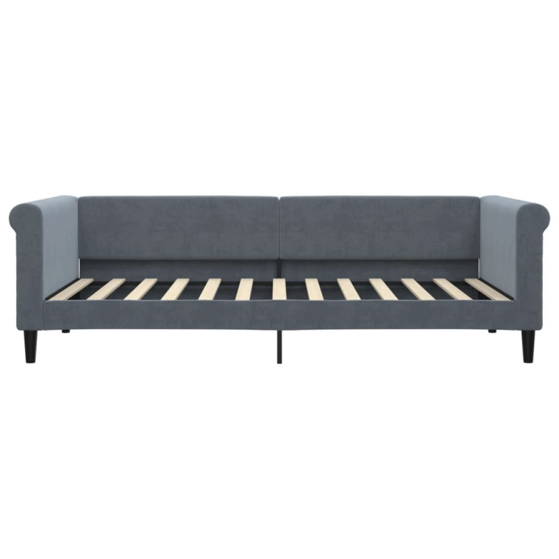Sofa rozsuwana, ciemnoszara, 90x200 cm, aksamit