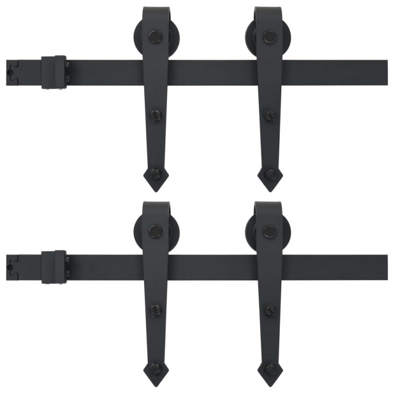 System do montażu drzwi przesuwnych, 2szt., 200cm, stal, czarny