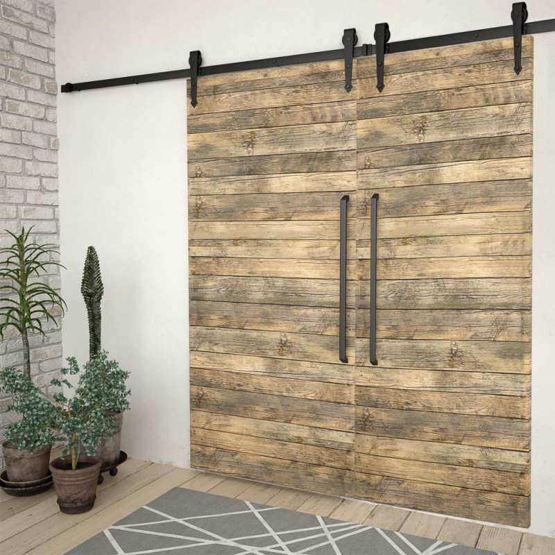 System do montażu drzwi przesuwnych, 2szt., 200cm, stal, czarny