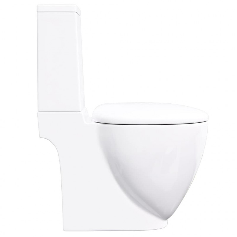 Ceramiczna toaleta ze spłuczką, okrągła, odpływ pionowy, biała