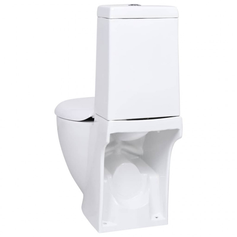 Ceramiczna toaleta ze spłuczką, okrągła, odpływ pionowy, biała