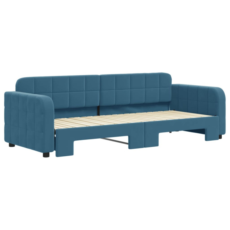 Sofa rozsuwana, niebieska, 80x200 cm, aksamit