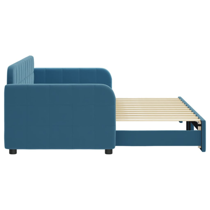 Sofa rozsuwana, niebieska, 80x200 cm, aksamit