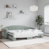 Sofa rozsuwana, jasnoszara, 80x200 cm, aksamit