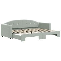 Sofa rozsuwana, jasnoszara, 80x200 cm, aksamit